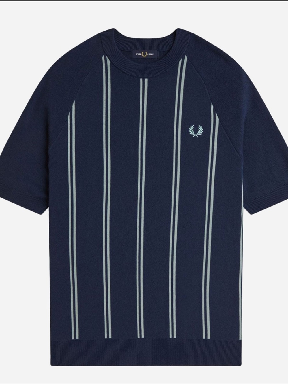Fred Perry Stripe Knitted Tee in a Tennis Blue Size M - Picture 2 of 3